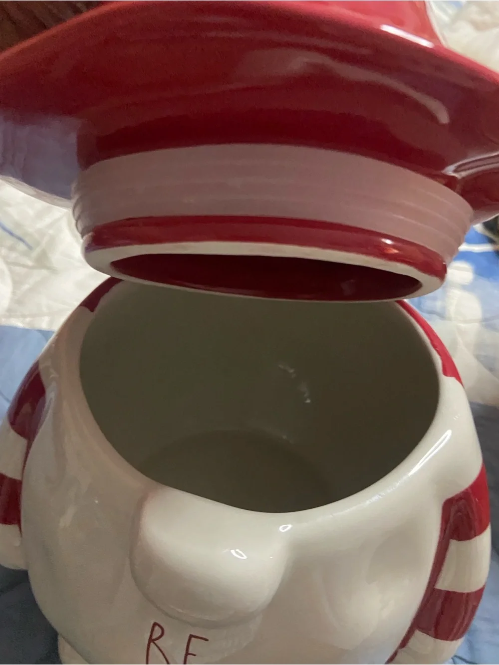 RAE DUNN Red HEARTS Valentine Gnome BE MINE Ceramic Cookie Jar